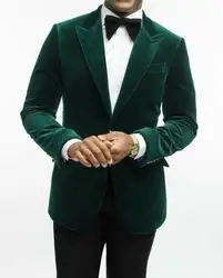 Cappotto di velluto verde abiti di lusso per lo sposo smoking da sposa Slim uomo Blazer personalizzato due pezzi (giacca + pantaloni) Trajes De Hombre