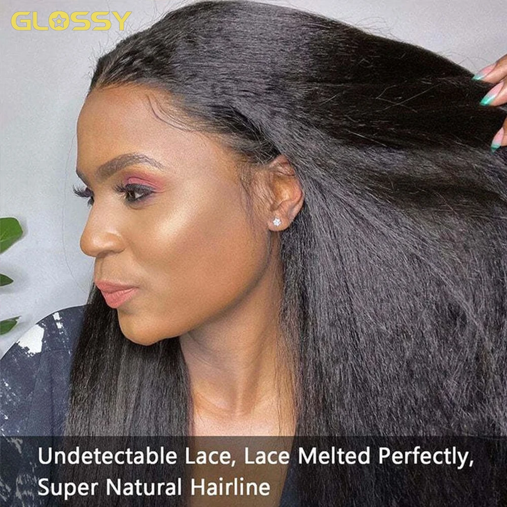 250% 13x6 hd lace frontal kinky straight human hair wigs For Women Glueless Brazilian 13x4 Yaki Straight lace front Wig On Sale