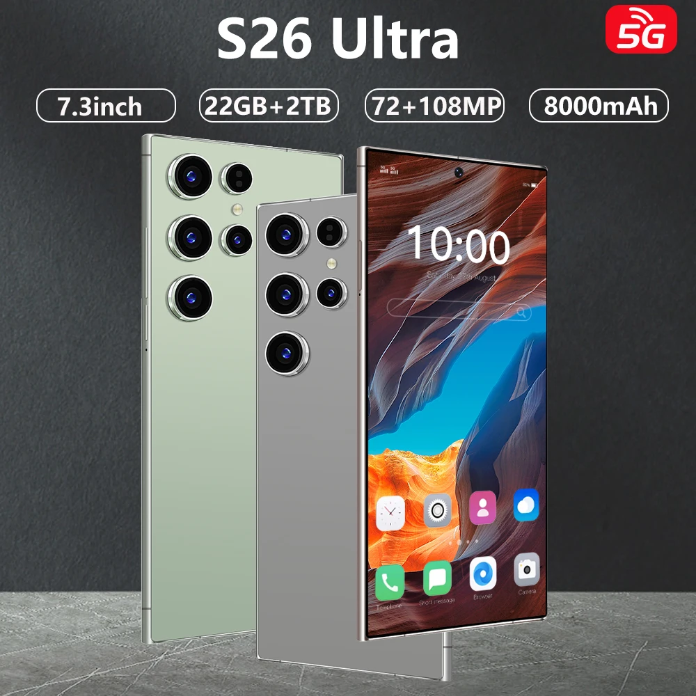 

Screen Protector For SMS 26 Ultra Mobile Phones 22GB+2TB Cell Phone Tempered Glass Film For Android Smartphone 7.3''HD Cellphone