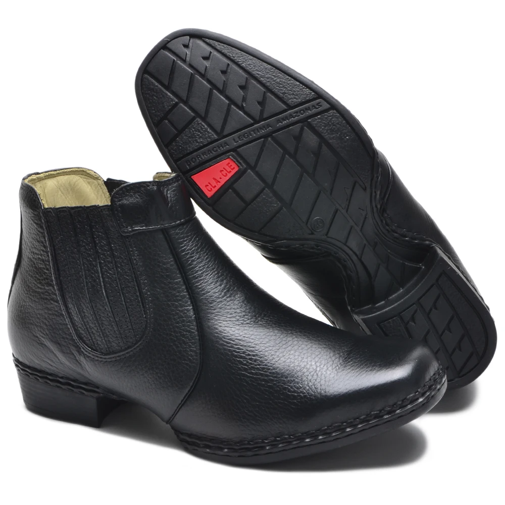 Bota Masculina Botina de Couro Legítimo Sola Costurada Palmilha Gel Confortável