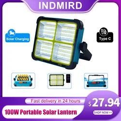 10000Mah 100W Draagbare Zonne-Lantaarn Led Tent Licht Oplaadbare Lantaarn Nood Nacht Markt Licht Outdoor Camping Lamp