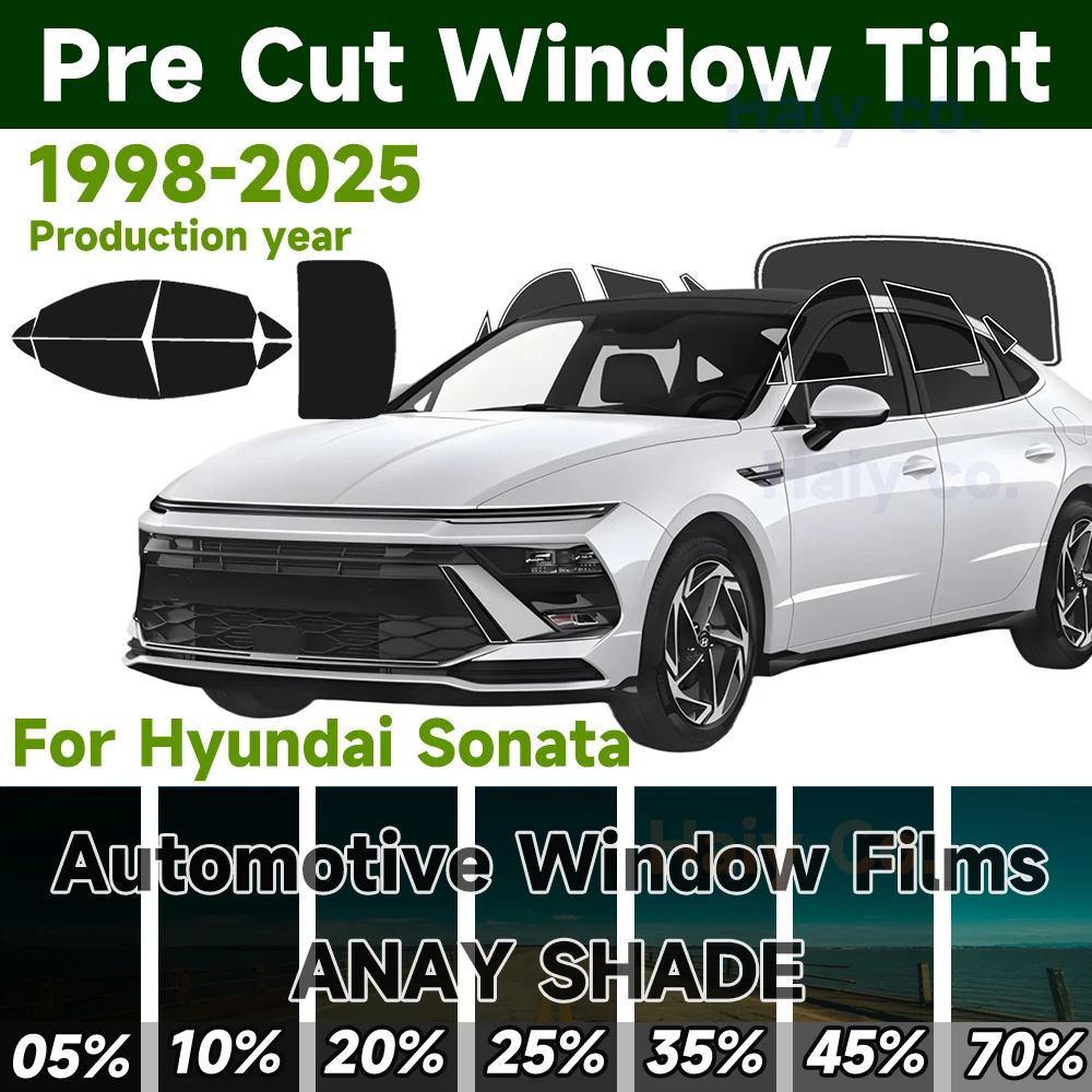 

Предварительно нарезанная тонировочная пленка для окон автомобиля Hyundai Sonata 1998-2025, для всех боковых стекол, блокирующая УФ-ИК-излучение, тепло и блики, двухслойная защитная пленка для окон
