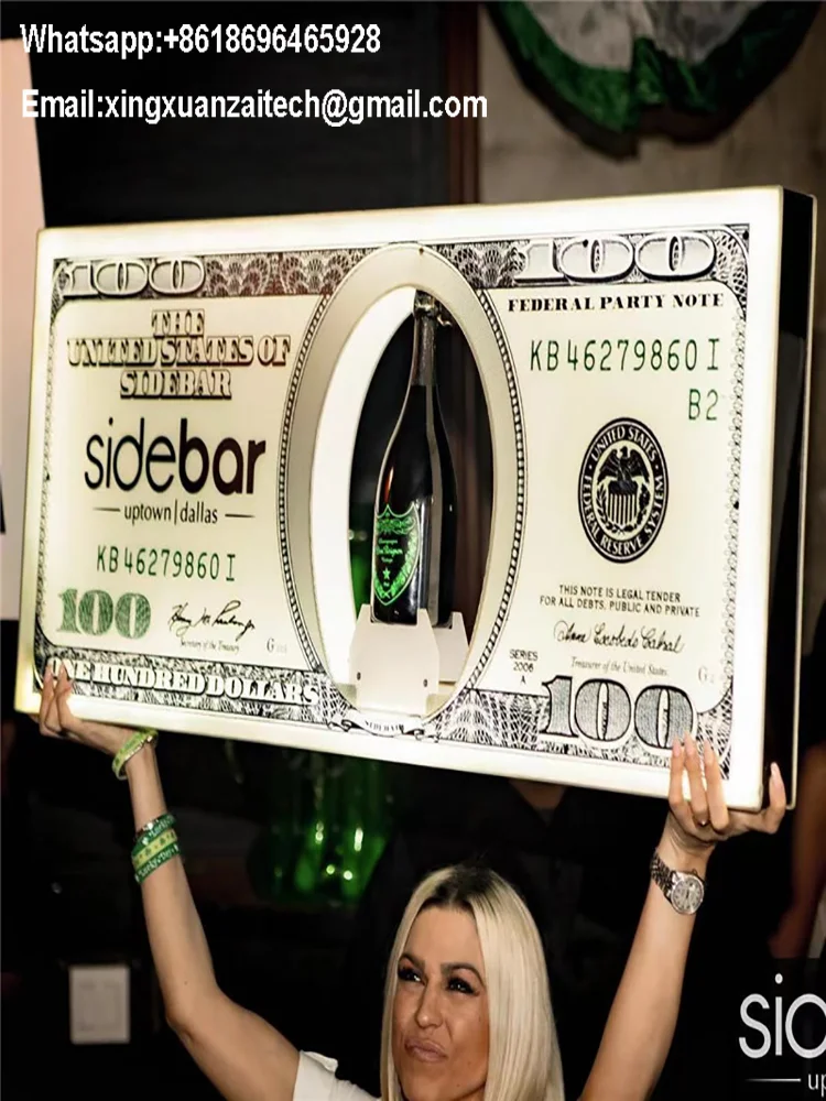 Presentador de botellas LED, 1 piezas, 100 BILL DOLLAR