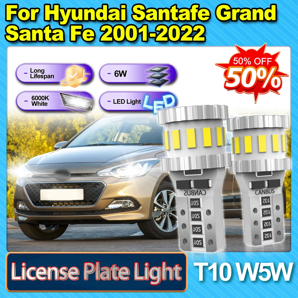

3400LM T10 W5W License Plate Light 12V Dynamic Flashing Led Arrows 6W Wireless Lamp For Hyundai Santafe Grand Santa Fe 2001-2022