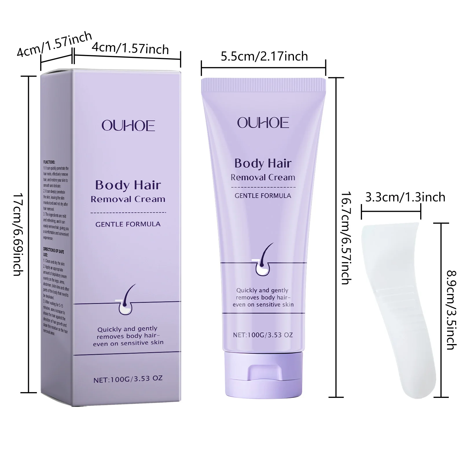 Ouhoe كريم إزالة شعر الجسم ترطيب لا ضيق الإغاثة الانزعاج تحسين نسيج الجلد تنعيم المسام تقلص مزيل الشعر