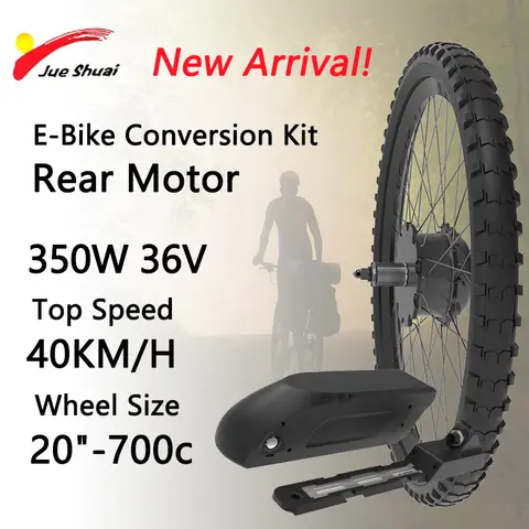 Kit de conversión de bicicleta eléctrica, Motor de cubo de casete trasero de freno de disco/V de 36V y 350W, tamaño de rueda de 20 a 29 pulgadas