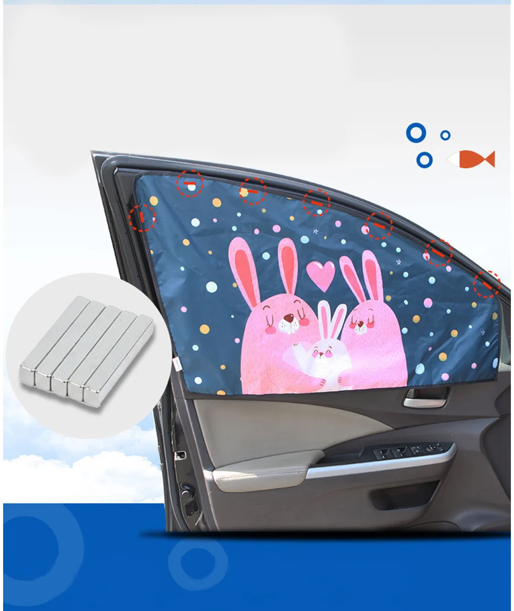 Magnetischer Vorhang im Auto Fenster Sonnenschutz Abdeckung Cartoon Universal Seitenfenster Sonnenschutz UV-Schutz für Kinder Baby Kinder – Detail 9
