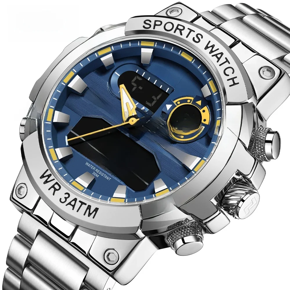 NAVIFORCE-Montre Numérique à Quartz pour Homme, Étanche, Shoous Date, Montre-Bracelet en Acier Inoxydable, Chronographe, Montres de dehors