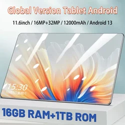 Tableta 5G original de 11,6 pulgadas, dispositivo con Android 13, 16GB + 1024GB, 12000mAh, 10 núcleos, tarjeta dual 5G, WIFI, pantalla completa de alta definición