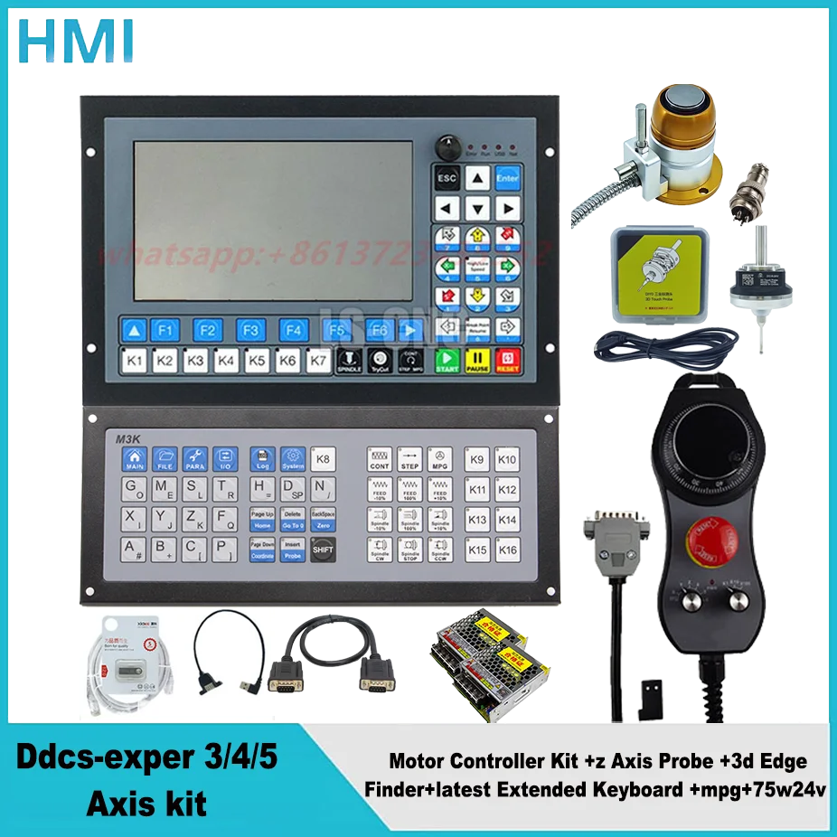 NIEUW Ddcs-exper 3/4/5 Axis Cnc-systeem, motorcontrollerkit +z Axis Probe +3d Edge Finder + nieuwste uitgebreide toetsenbord +mpg+75w24v