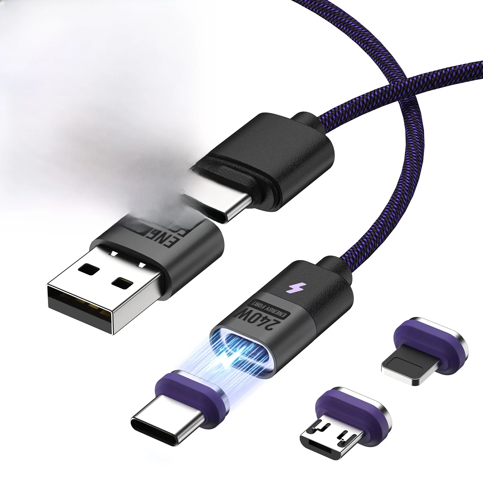 240W Magnetyczny kabel USB typu C 5A do szybkiego ładowania Kabel Micro typu C do Macbooka Samsung do iPhone'a Magnetyczny przewód ładowarki — zdjęcie produktu 7