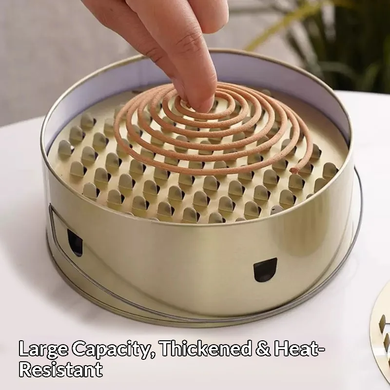Anti‑Scald Mosquito Coil Holder With Lid Portable Metal Burner Tray  Rack For Home Indoor Outdoor Hotel Use