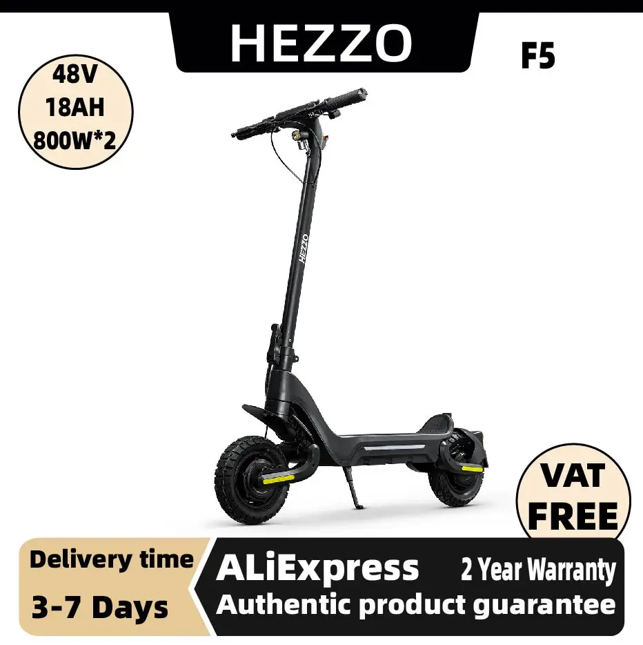 

HEZZO F5 800W*2 Motor Adult E-scooter 48V 18AH Folding Electric Scooter 10 Inch Off-road Tire City Highway Escooter APP