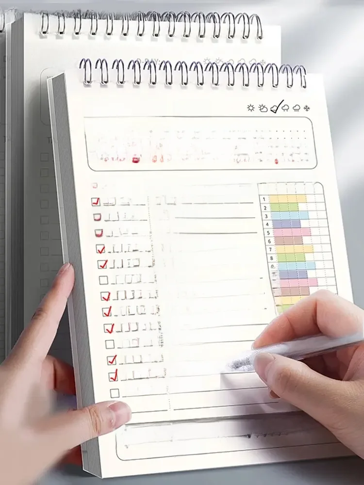 1pc planificateur Agenda spirale A5 cahier horaires Plan quotidien à faire liste bloc-notes 160 Pages épais bureau fournitures scolaires papeterie