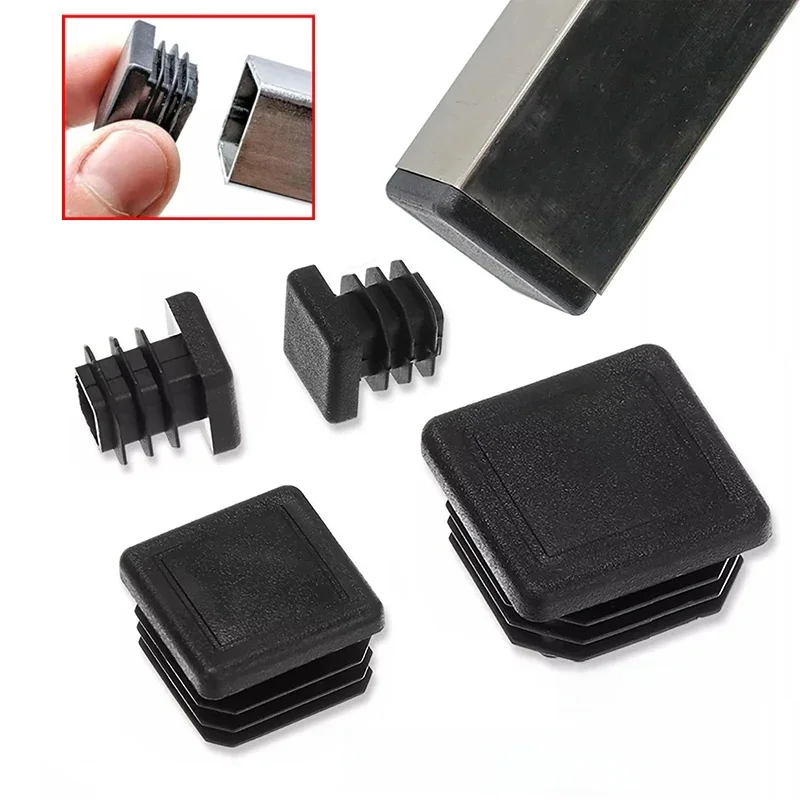 10/20Pcs Square Plastic Inner Plug 13mm to 120mm End Caps Blanking Plug Tube/Box Section Inserts Black