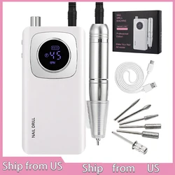 Original 45000RPM Professional Rechargeable Electric Nail Drill Machine Portable Cordless Nail File For Acrylic Gel Nails Remove