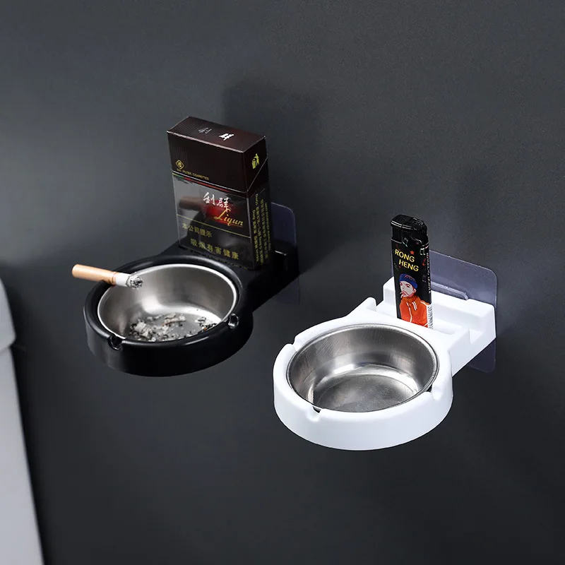 Bathroom Wall Stainless Steel Ashtray Toilet Hanging Cigarette Storage Rack Lighter Holder