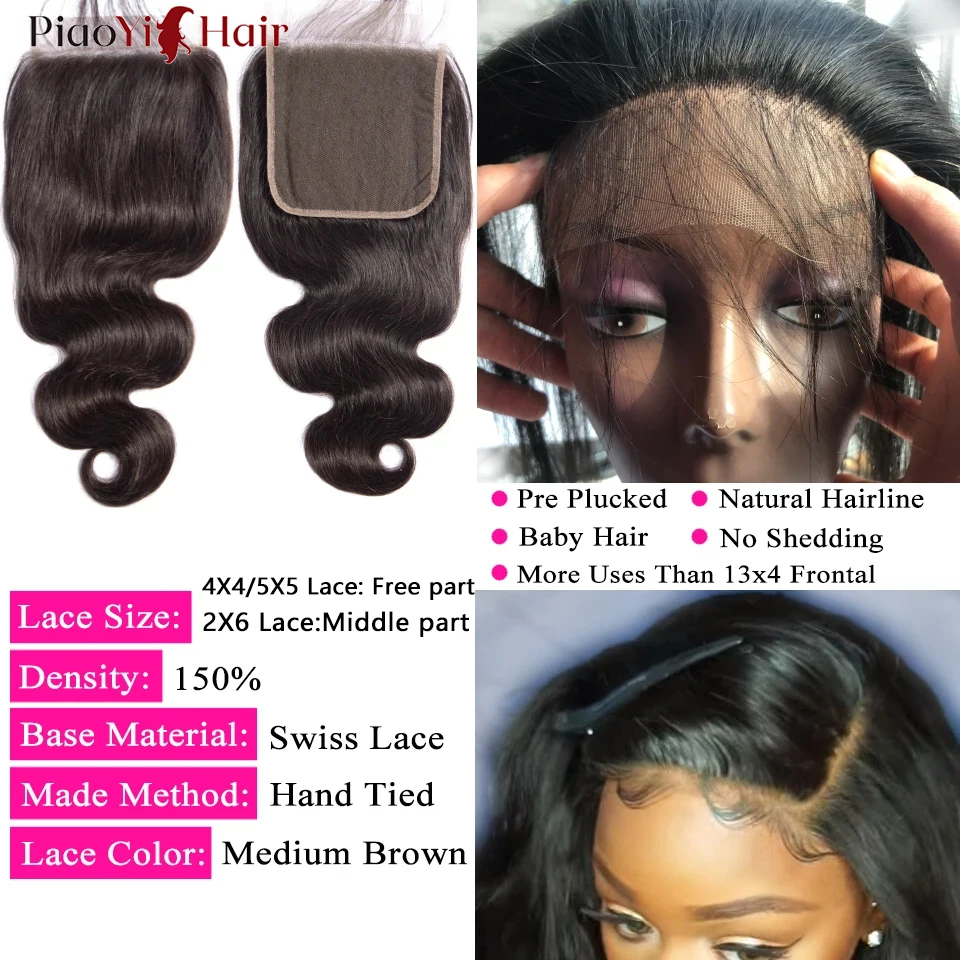 Body Wave Bundles And Closure Human Hair Bundles With Closure 20 22 24 Inch  Raw Human Hair Weave Extensions Closure Human Hair image 4