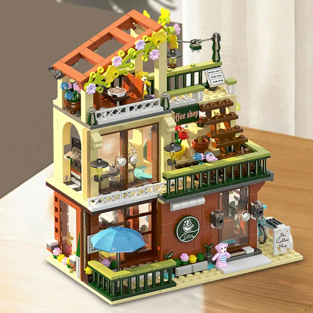  875 قطعة شرفة مقهى الإضاءة منزل المباني مجموعة مدينة مخزن العمارة وحدات بنة التجمع أطقم منمذجة هدية #2