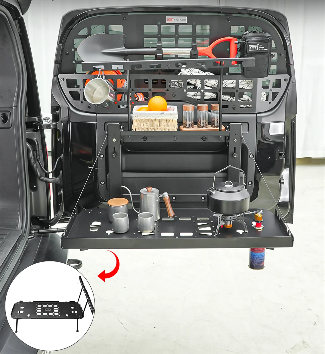 

Для Land Rover Defender 90/110/130 2020-2025: Складная панель-столик для хранения на задней двери, расширитель багажника