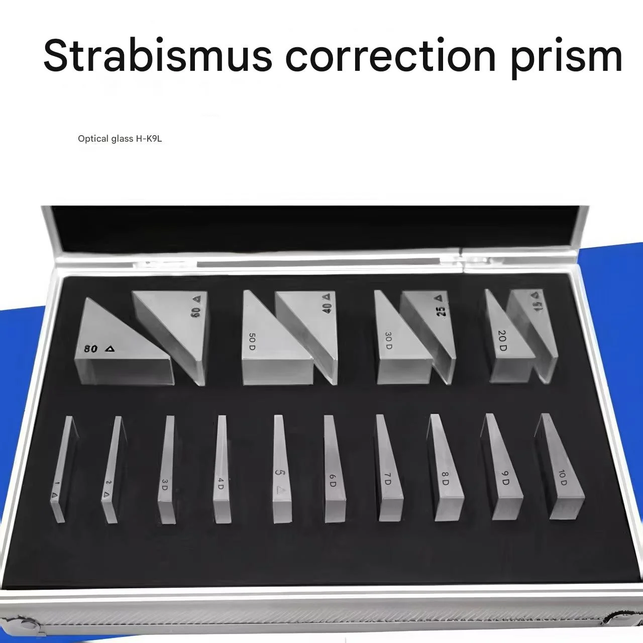 Wedge Prism Stair Optical Triangular Prism 18-Piece Set Ophthalmic Esotropia Prism Group Examination and Correction Kit