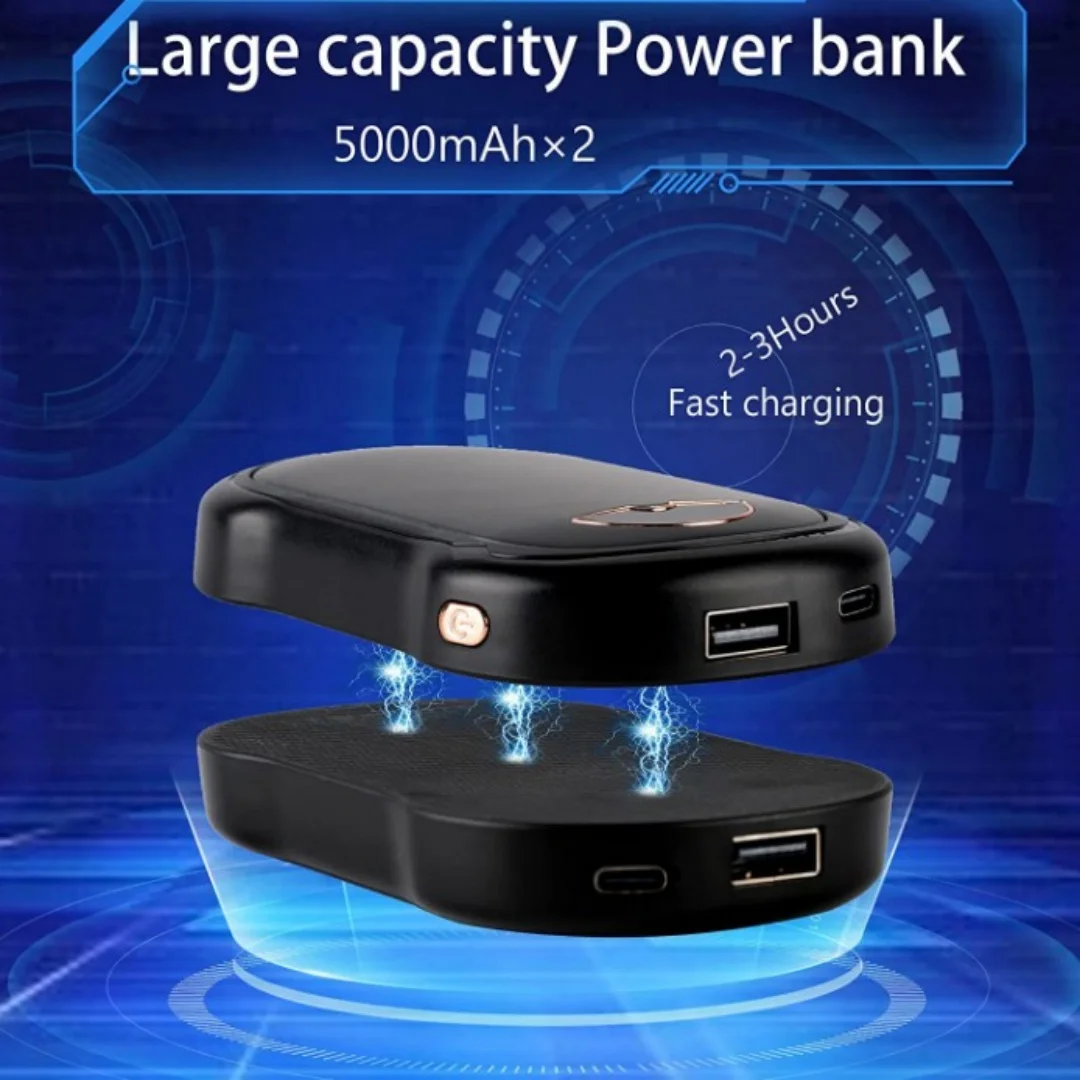 Magnetic 2‑in‑1 Hand Warmer, Two‑Sided Heating, 3‑Second Quick Heating, 3 Heating Levels, Led Display, 10000Mah Portable Power Bank Hand Warmer