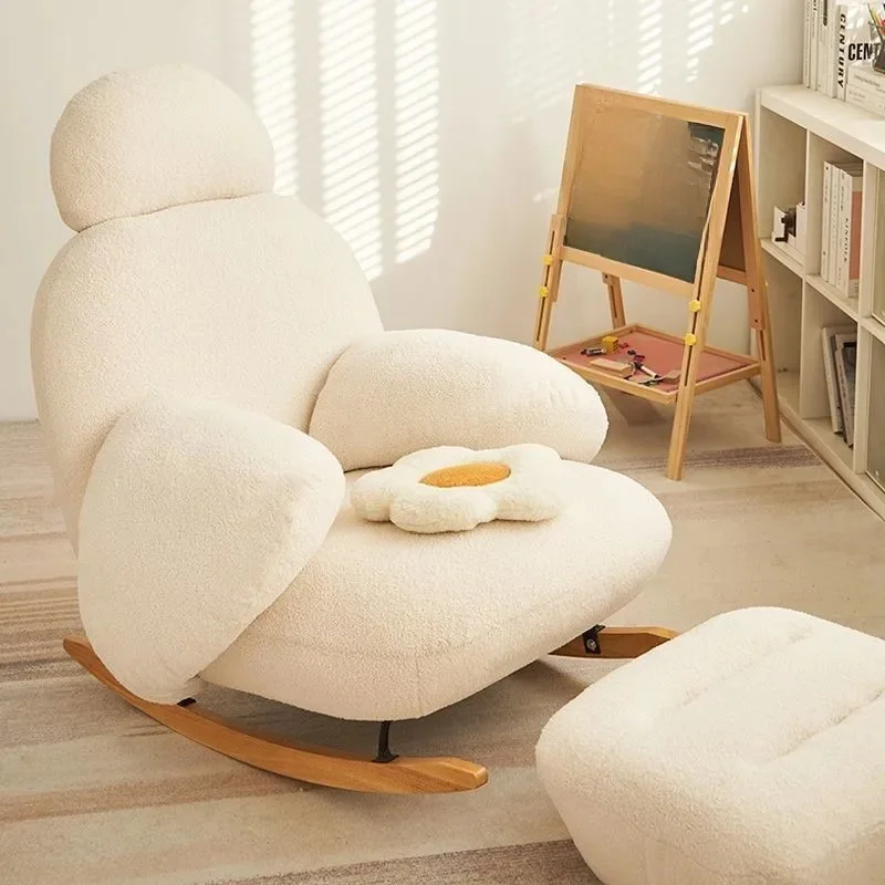 Joylive Simple Casual Style Lovely Sofa Single Chair for Living Room Wooden Legs Rocking Chair Lazy Balcony Lounge Chair