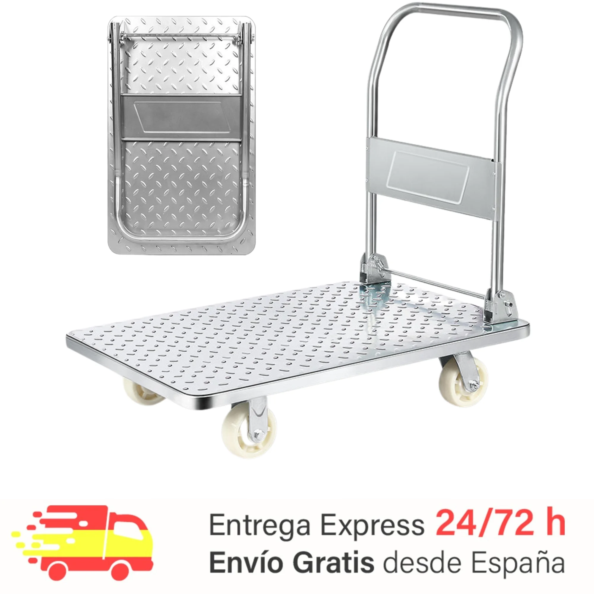 Platform cart with wheels. Folding cargo trolley. Handpad Trolley, Anti-collision Moving Carry, Warehouse Titanium steel.