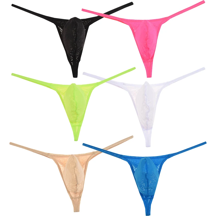 Unveil Allure Men\'s Tangas Underwear Jacquard Design G-String Secret Slim Thong Trunks Lace Micro T-Back Elevate Comfort Style