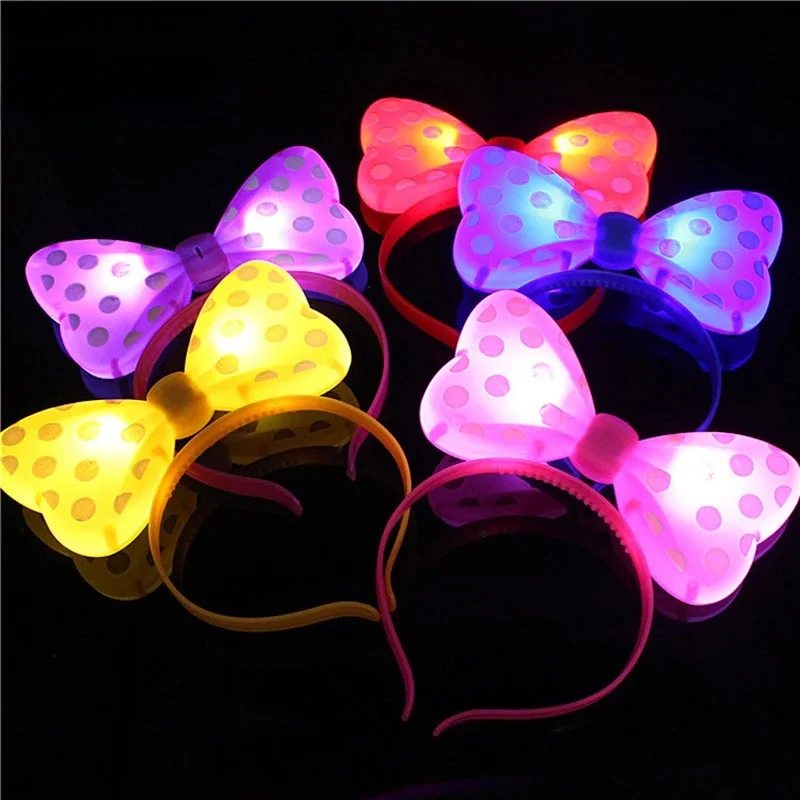 5/1szt LED Light-up Bow Headband Multicolor Luminous Mouse Bow-knot Princess Crown Headdress Hair Hoop Band Wedding Party Decor — zdjęcie 2