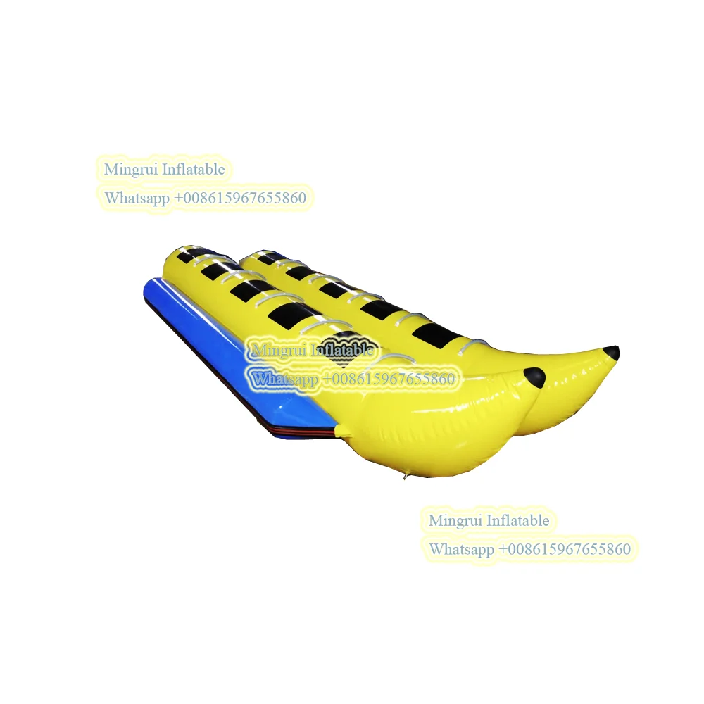 Inflatable Yellow Banana Boat, Double Row 6-Seater Flying Fish, Towable Tube Water Park Game, Water Inflatable Boat, Summer Wate