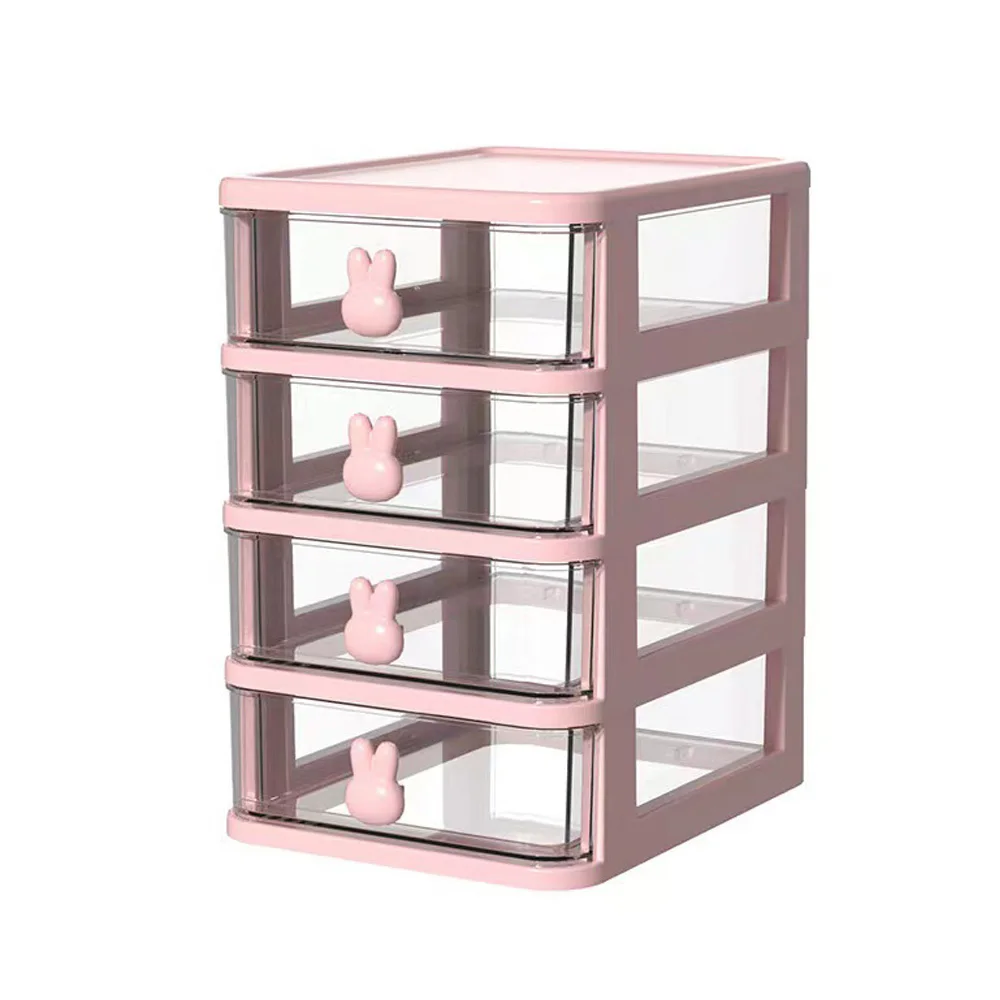 Mini 4-level chest of drawers on the desk desk office desk transparent storage box accessories