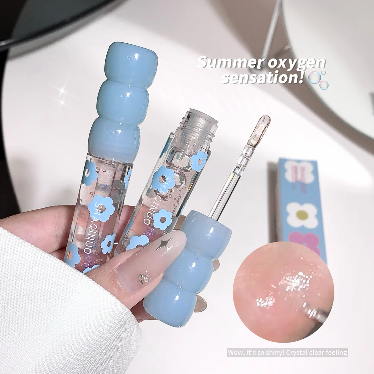 Shimmering Dewy Hydrating Lip Oil Gloss - Intense Moisturizer with Lightweight, Non-Sticky Shine - Perfect Long-Lasting Lip Care