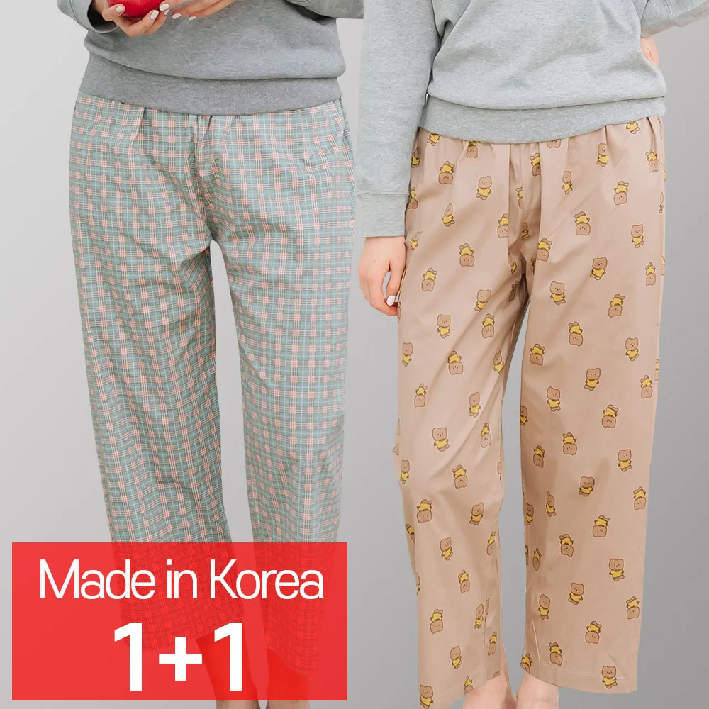 [CALL RA S](1+1 2 pieces) Women's pajamas/Lemin check + chocolate poodle/Korean domestic/special cotton // pajamas/night wear/sleepwear/couple pajamas