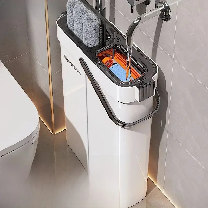 JOYBOS Spin main libre plat baril 33 cm vadrouille avec seau 360 système de nettoyage complet avec double chambre lavable plancher maison vadrouilles