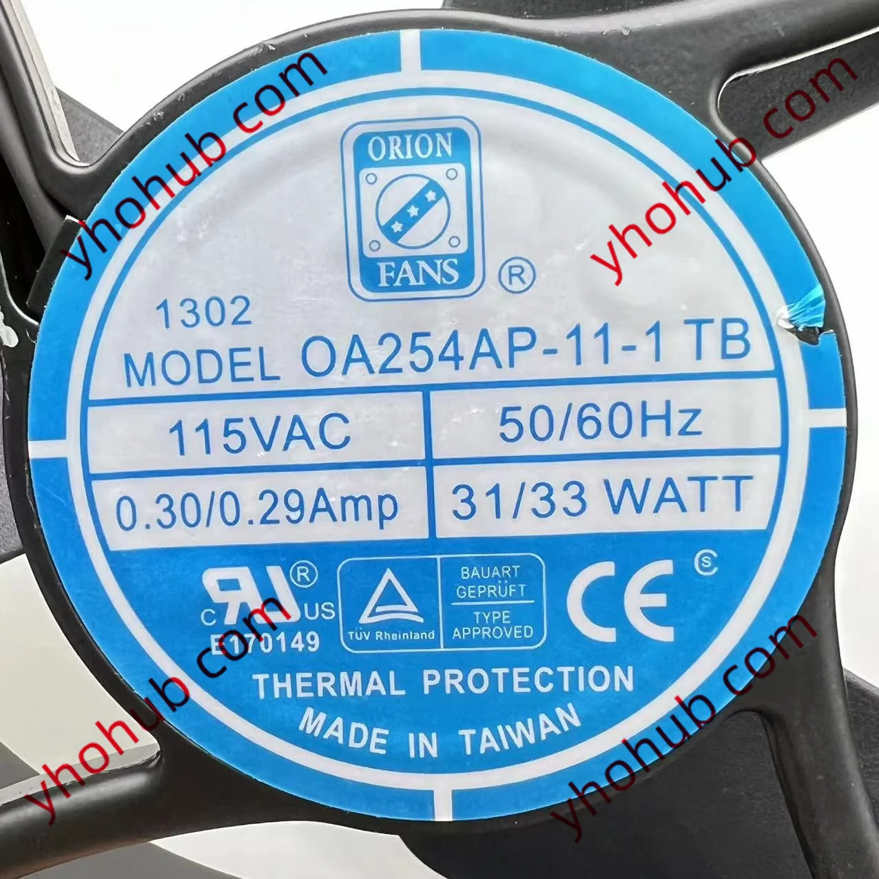 

ORION OA254AP-11-1TB Server Cooling Fan AC 115V 0.30/0.29Amp 254x254x89mm 2-Wire