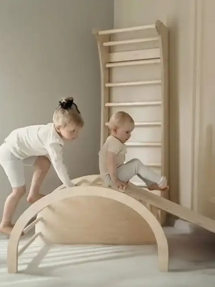 Xihatoy montessori brinquedos educativos internos do bebê crianças cadeira de escalada de madeira balancim escada rampa arco de madeira quadro de