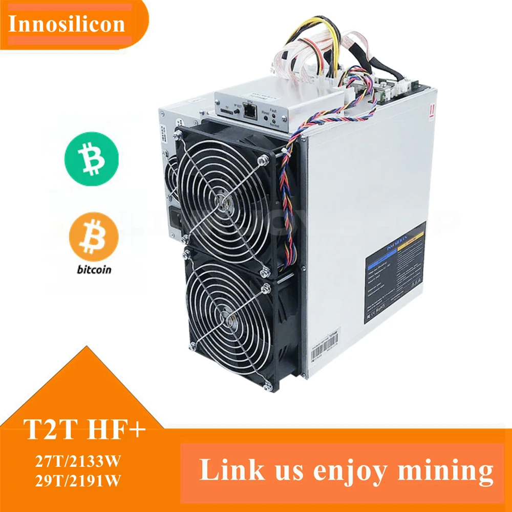 Innosilicon T2T 37Th/s SHA-256 جهاز تعدين بيتكوين BTC ASIC ماكينة عامل المناجم 2800 واط 33T المستخدمة