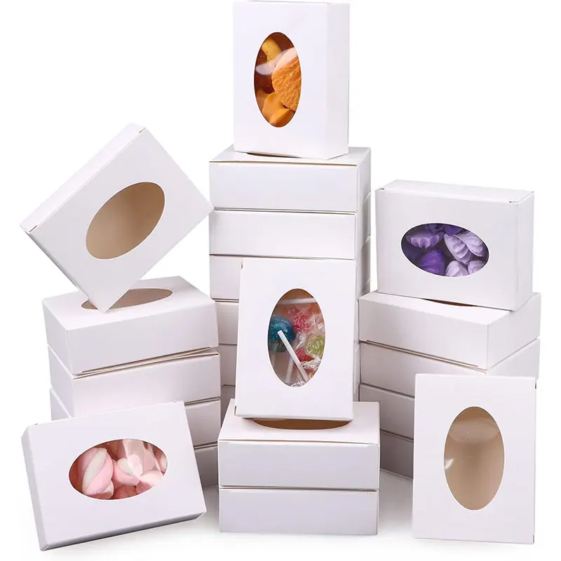 20/30Pcs Mini Kraft Paper Box with Window