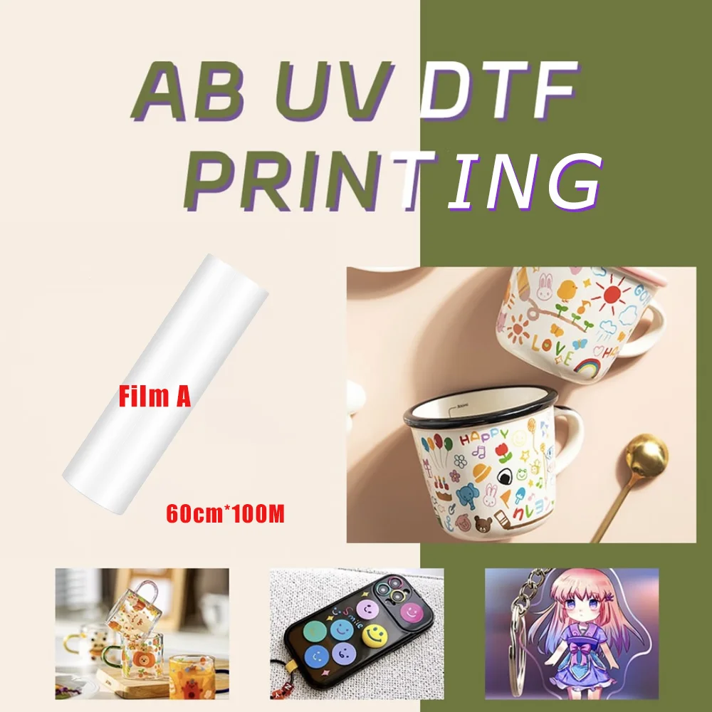 60CM*100M UV DTF Film A For UV DTF Lamination Machine For XP600 1340 L1390 L1800 UV Printer Sticker For Phone Case Bottle Glass