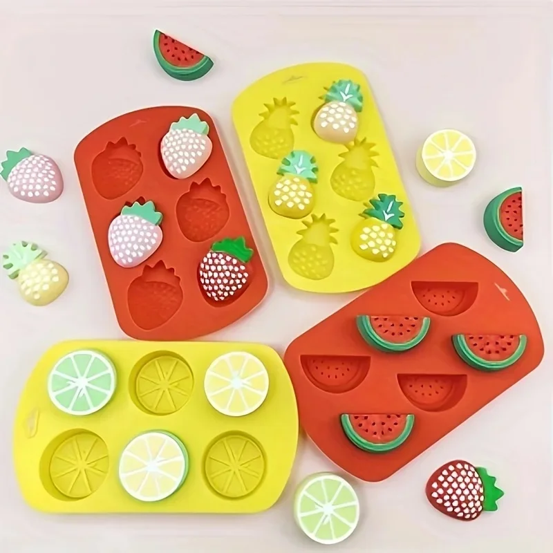 Moules à gel en forme de fruits en Silicone, ustensiles de cuisson flexibles de qualité alimentaire, pour glaçons, chocolat, décoration de gâteaux