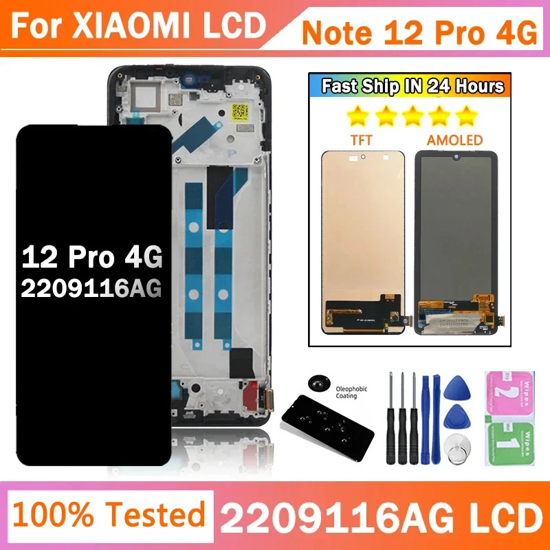 6.67\'\' AMOLED For Xiaomi Redmi Note 12 Pro 4G LCD Display Touch Screen With Frame Digitizer Assembly 2209116AG 2209116AG Screen