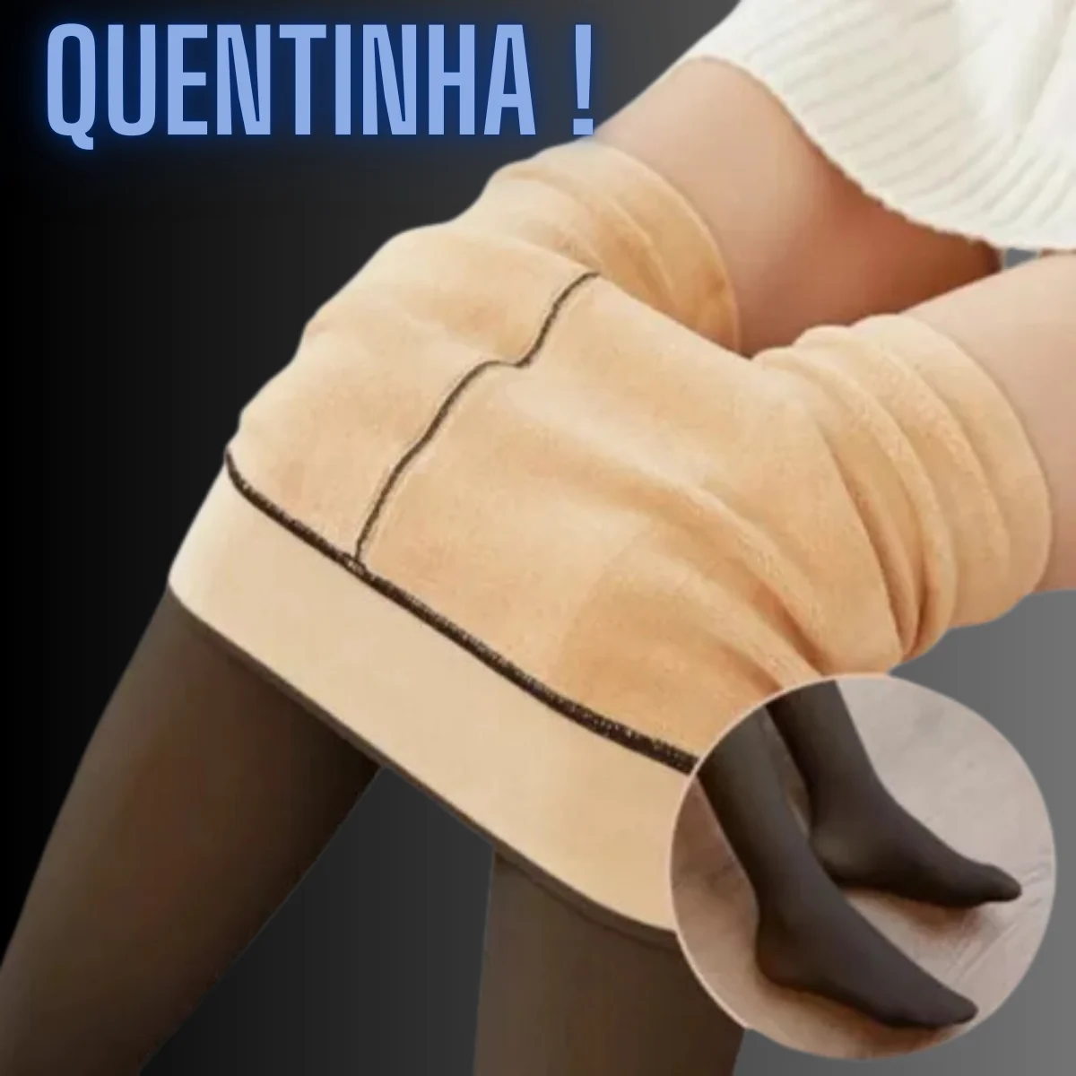 Kit 2 Meia Calças De Lã Térmica Translúcida Quente Premium Pelinho Meias térmicas, calcinha veste até o  plus size
