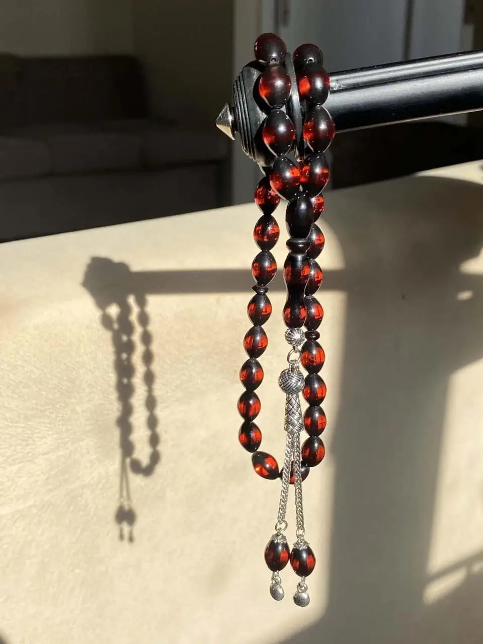 Powder Amber Rosary Beyzi Barley Cut Red Vernier Moire Tassels Rosaries Ottoman Tesbihleri Turkish Handmade Handwork Jewelry