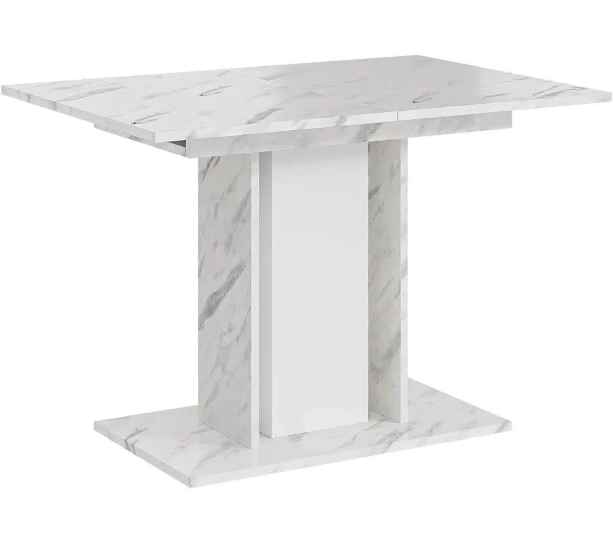 4-Person Extendable Dining – Modern White Finish Dining Table Furniture for Kitchen & Small Spaces