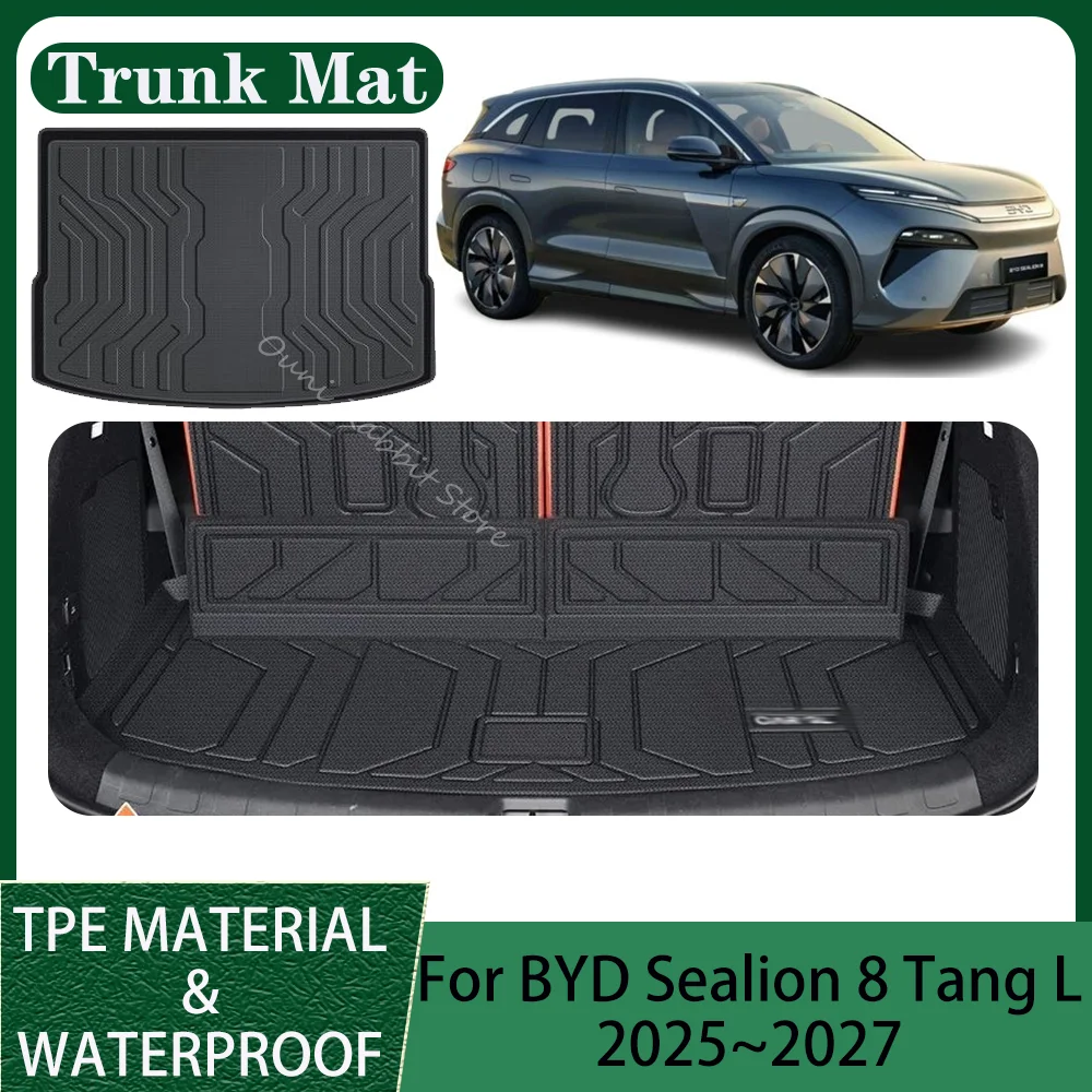 For BYD Sealion 8 Tang L 2025~2027 2026 Car TPE WaterProof Trunk Mat Backrest Pad Scratch Prevention Interior Accessories