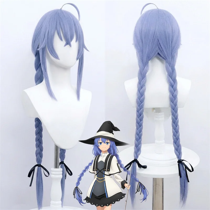 Anime Roxy Migurdia Greyrat Cosplay Wig Blue Long Double Braid Hair Heat Resistant Synthetic Halloween Party Carnival Accessory
