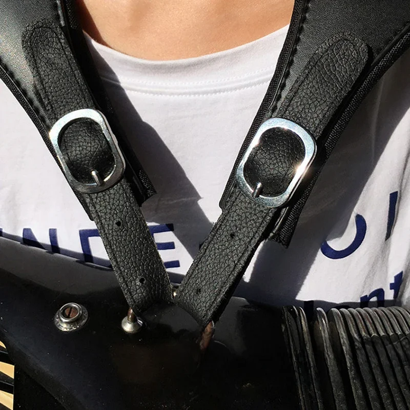 New Black and White Bass Accordion Strap 96/80/120 Bass Cowhide Widened and Thickened