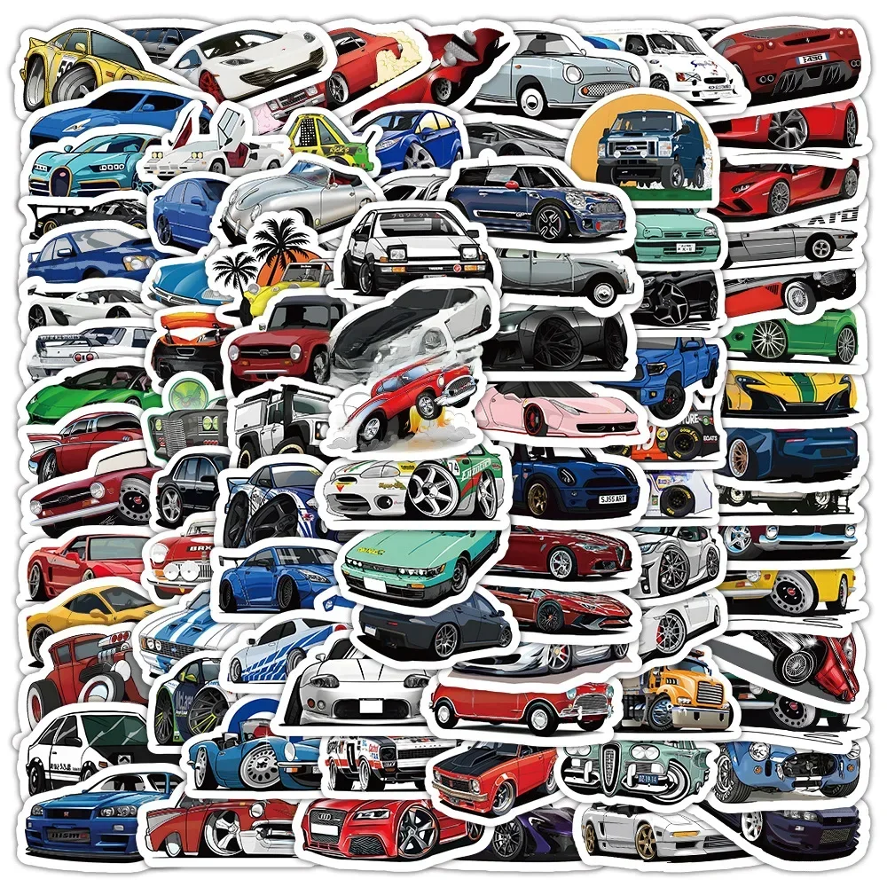 AliExpress UK LOLEDE 10/50/100 Pcs Retrofit Racing Car Graffiti Stickers Laptop Guitar Luggage Bike Skateboard Waterproof