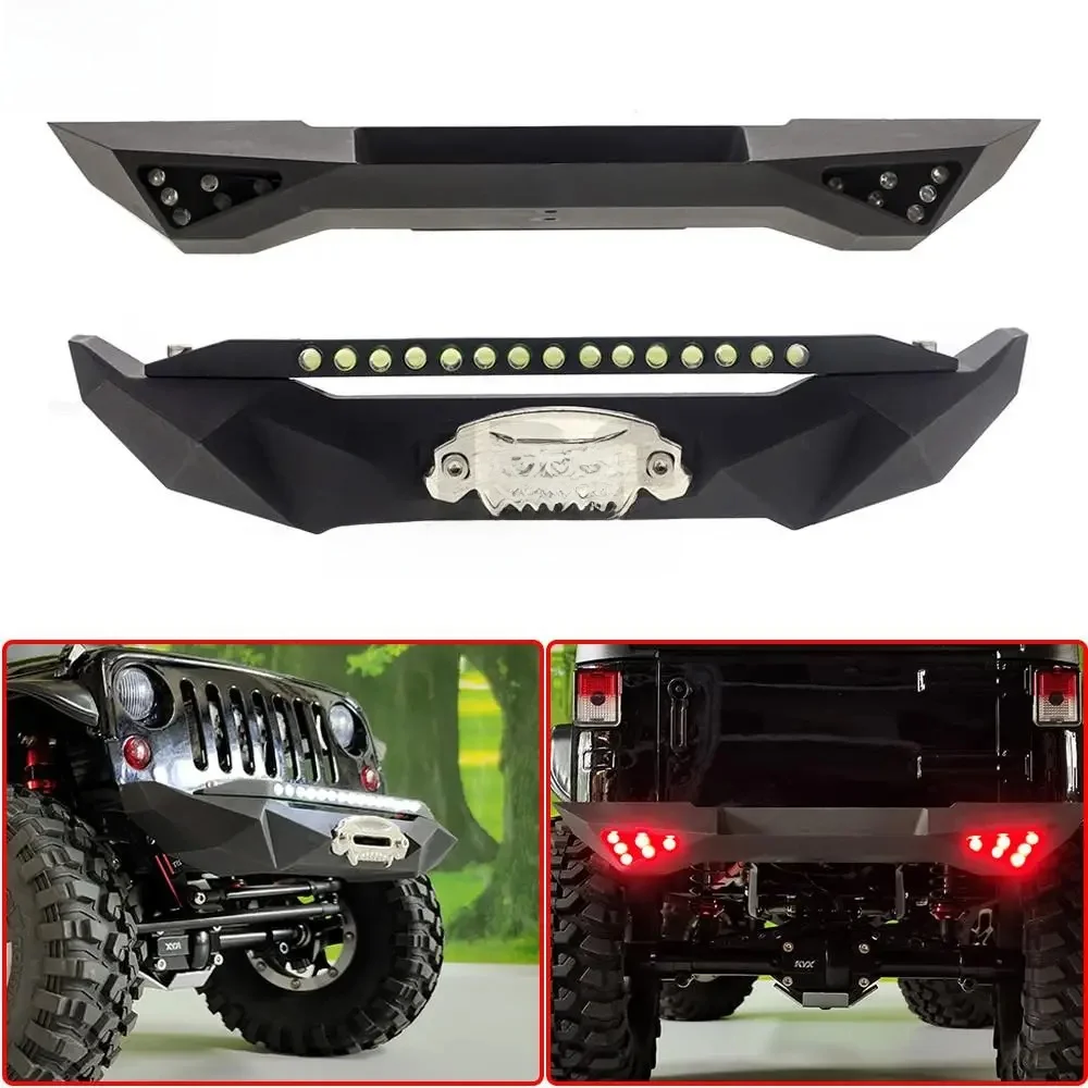 Pare-chocs avant et arrière avec lumière LED, compatible avec Traxxas Trx4 Defender Axial Scx10 Ii 90046 90047